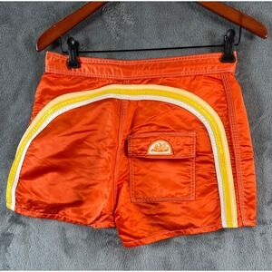Sundek Shorts Mens 30 28x3 inseam Orange Rainbow Board Trunks Beach Surf Lined